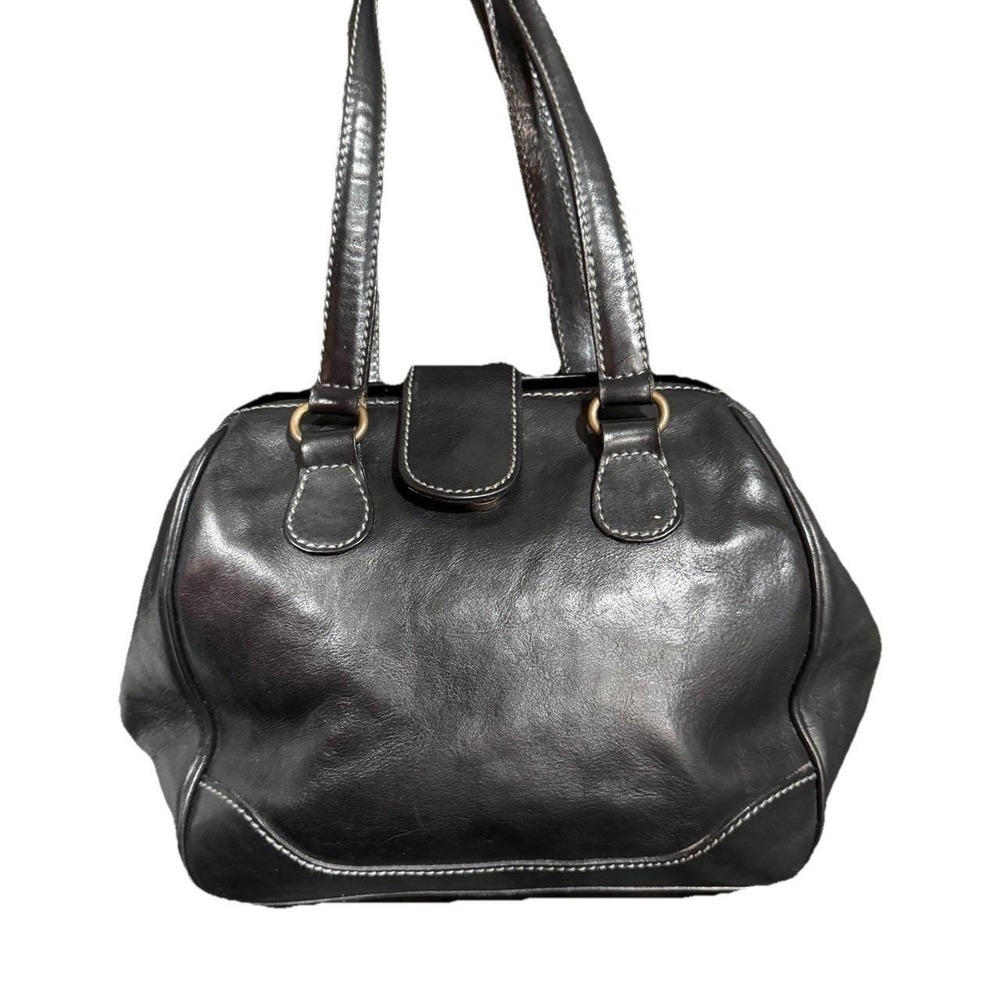 Vtg Talbots Shoulder Bag Black Leather  Shoulder Strap Y2K Hobo